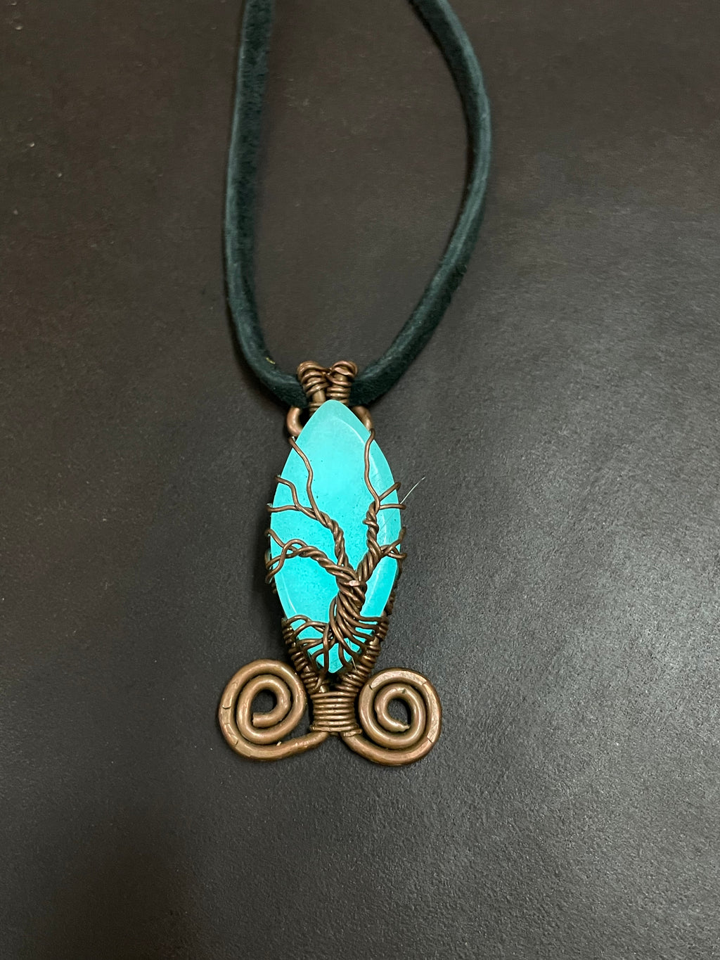 Copper tree of life glow pendant