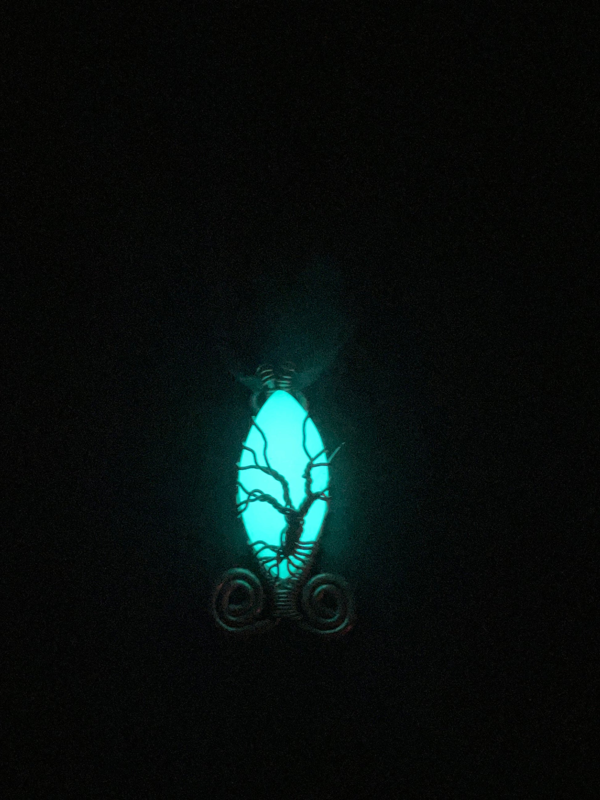 Copper tree of life glow pendant