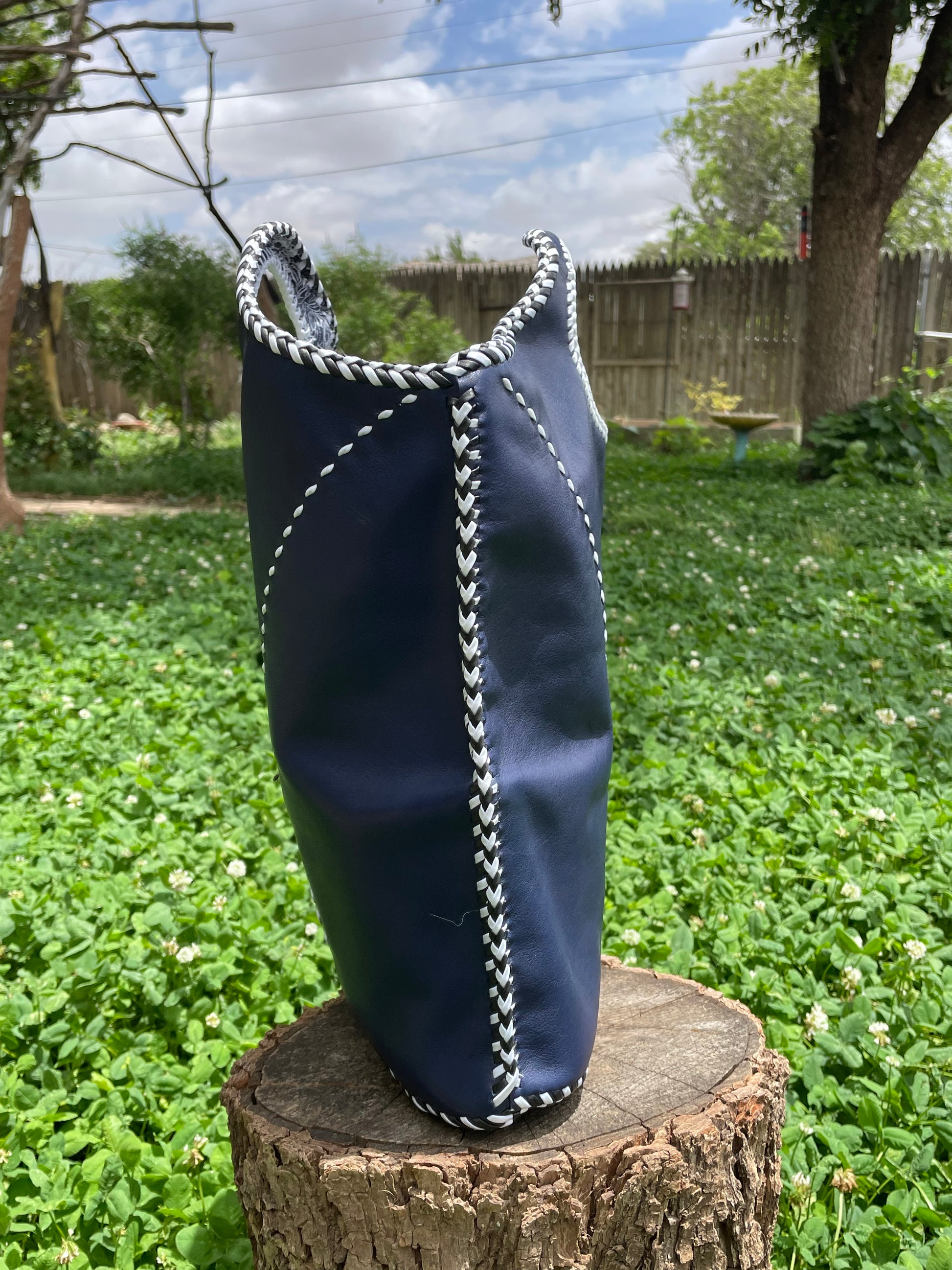 Navy Blue Sunflower Tote