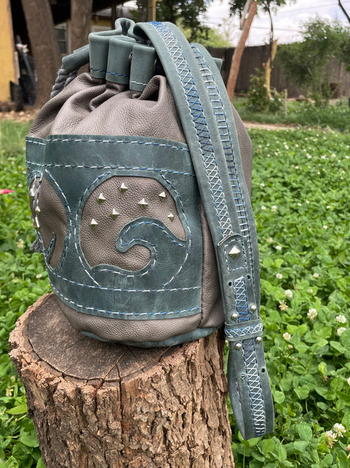 Bucket Bag with Moon, Stars, and Waves