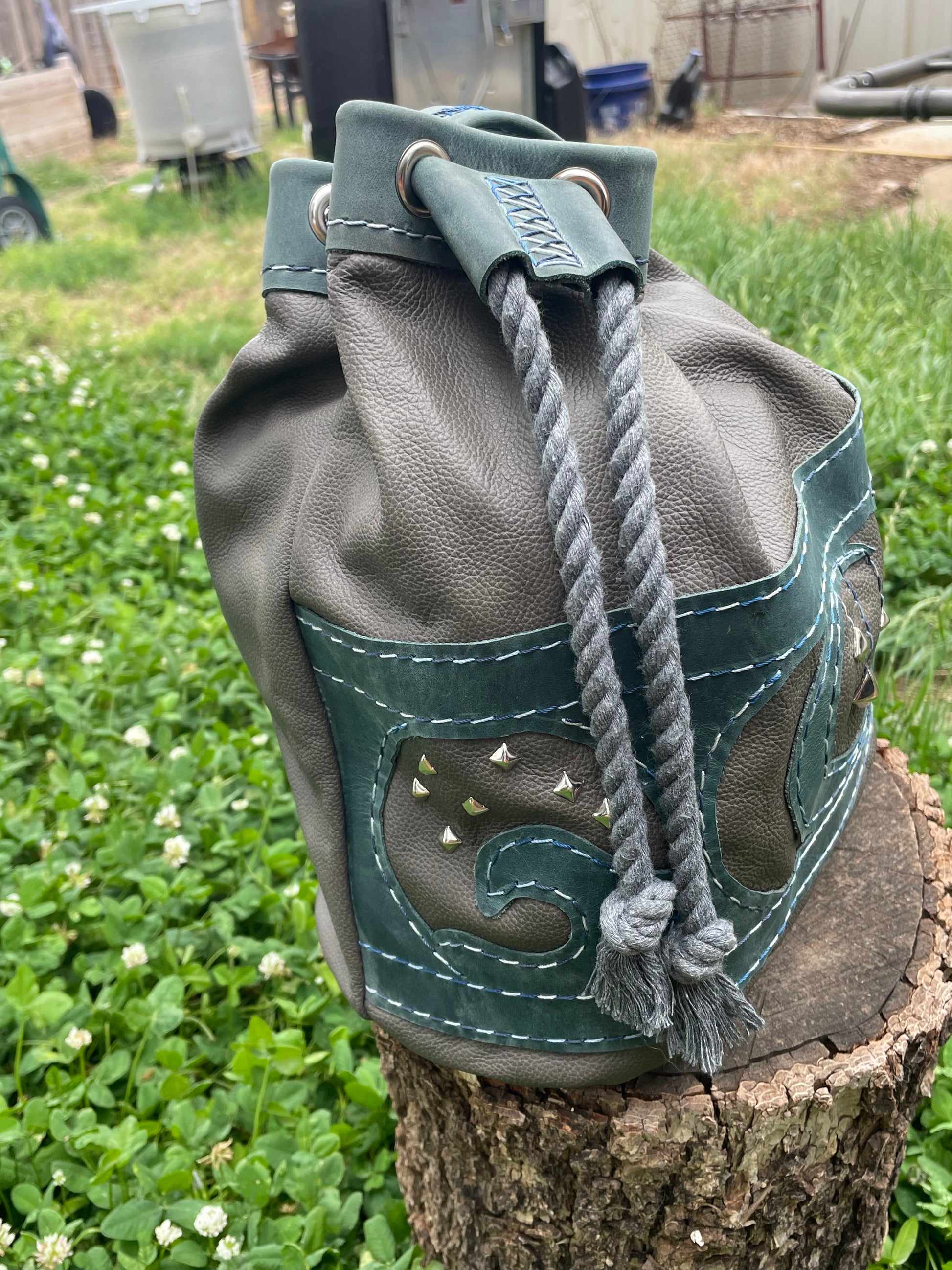 Bucket Bag with Moon, Stars, and Waves