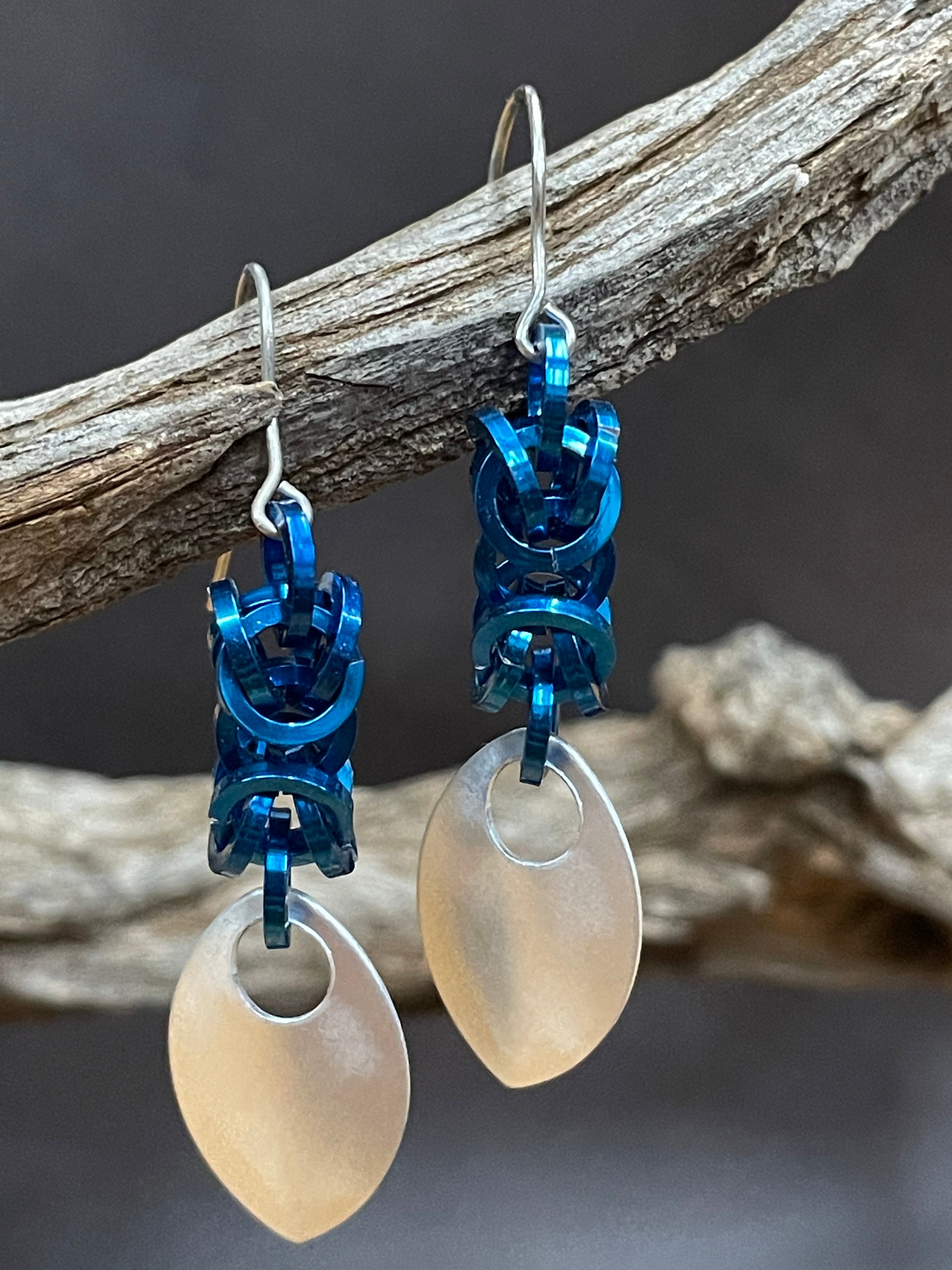 Blue chain earrings