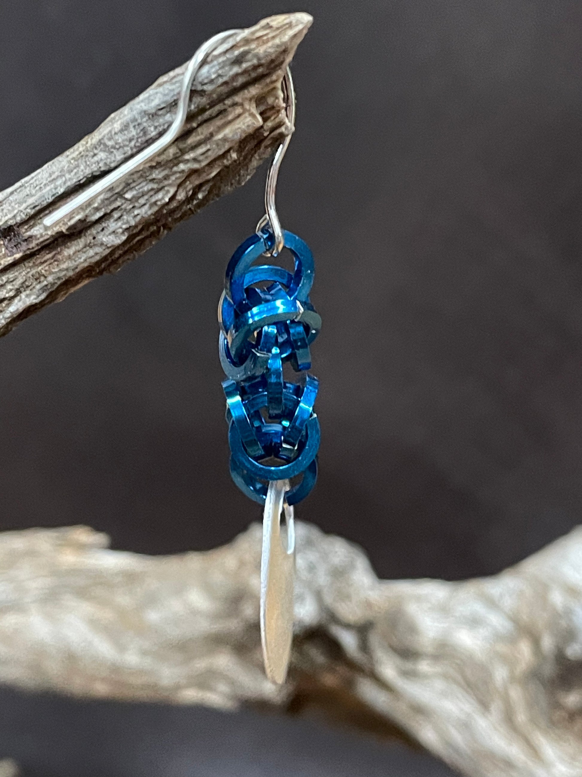 Blue chain earrings