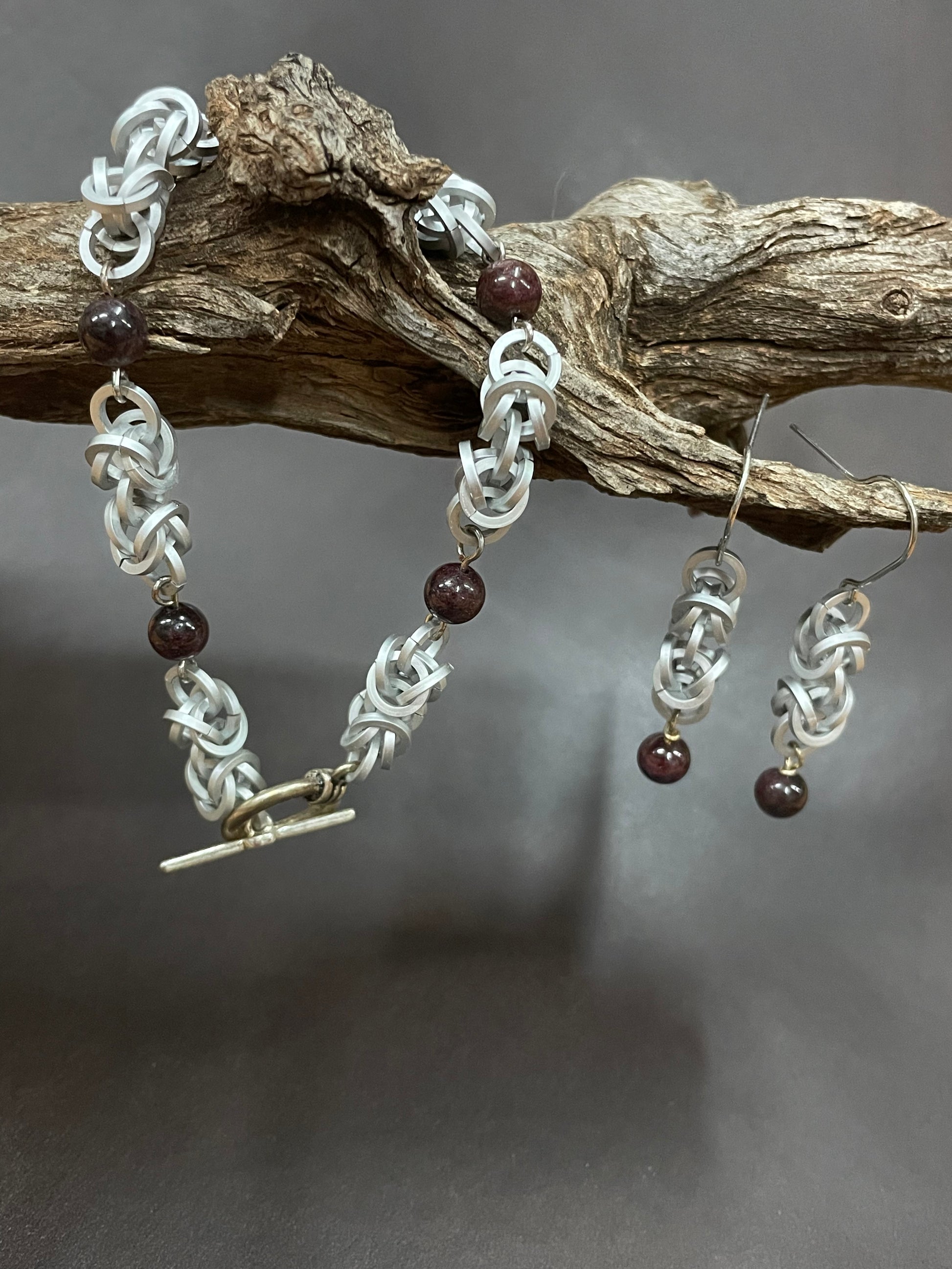 Garnet Bracelet and earring set