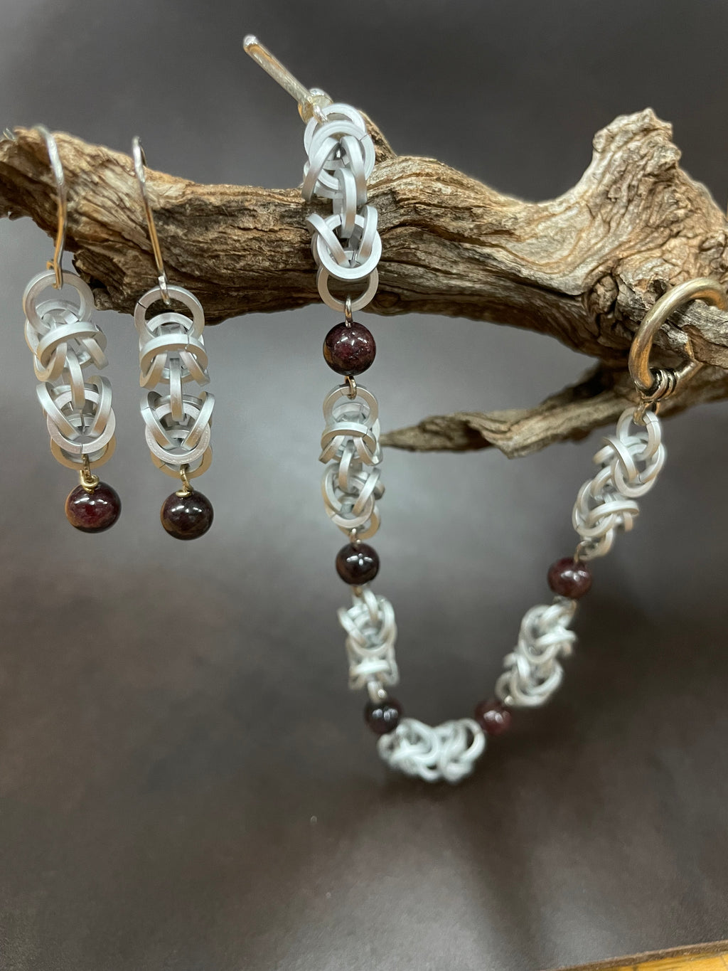 Garnet Bracelet and earring set