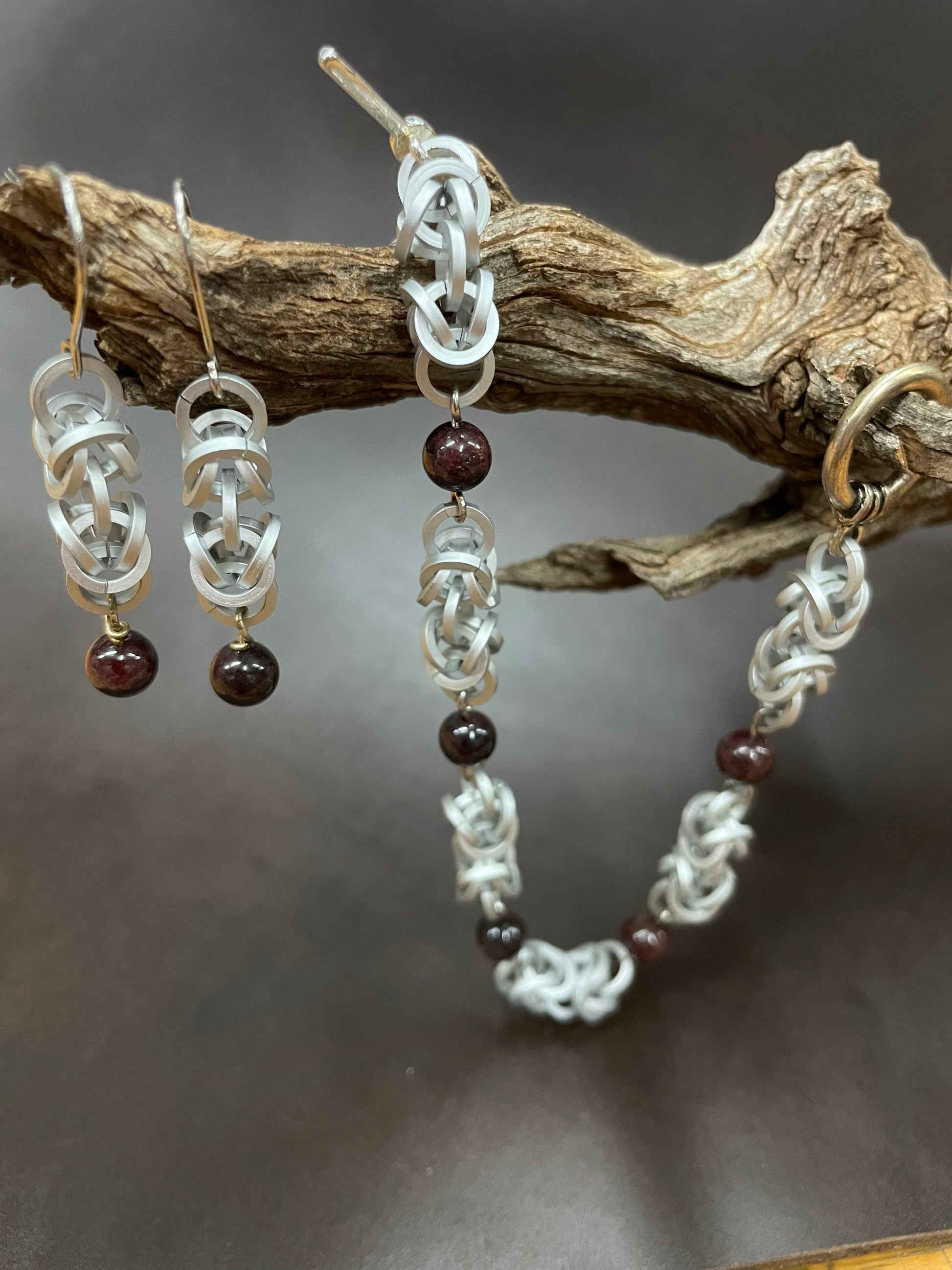 Garnet Bracelet and earring set